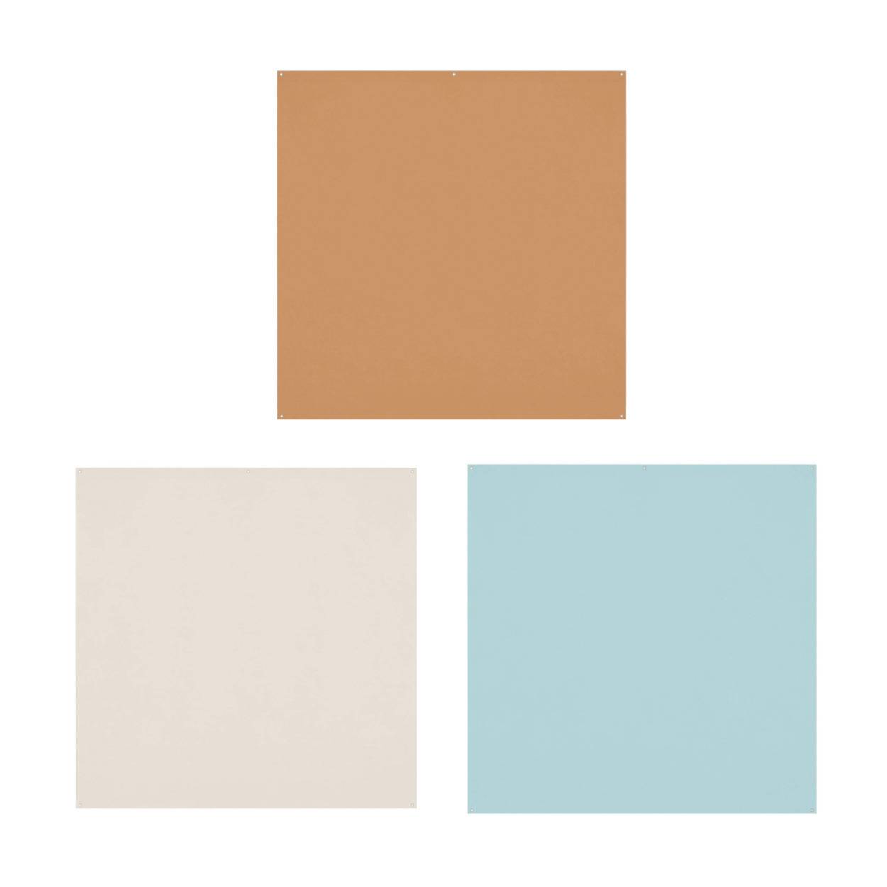 Westcott 8' x 8' Photo Backdrops 3-Pack Colors (Brown Sugar, Buttermilk White, Pastel Blue)