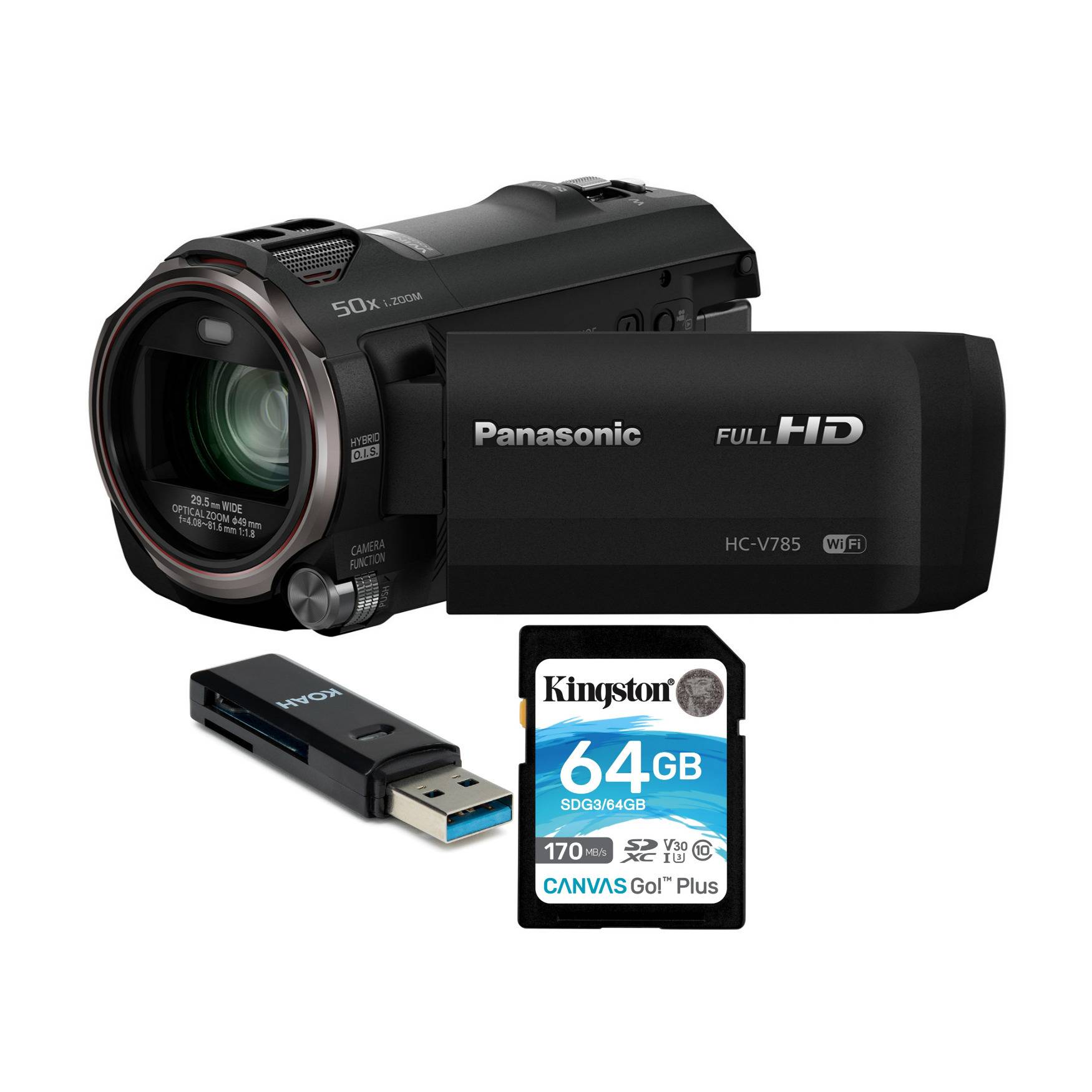Panasonic HC-V785K Full HD Video Camera Camcorder with 64GB Card and Card Reader
