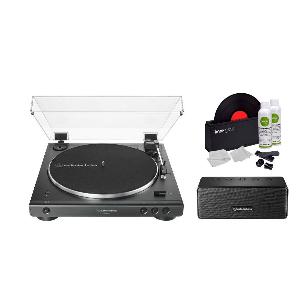 Audio-Technica AT-LP60XSPBT Automatic 2-Speed Turntable and Speaker with Vinyl Record Cleaner Kit