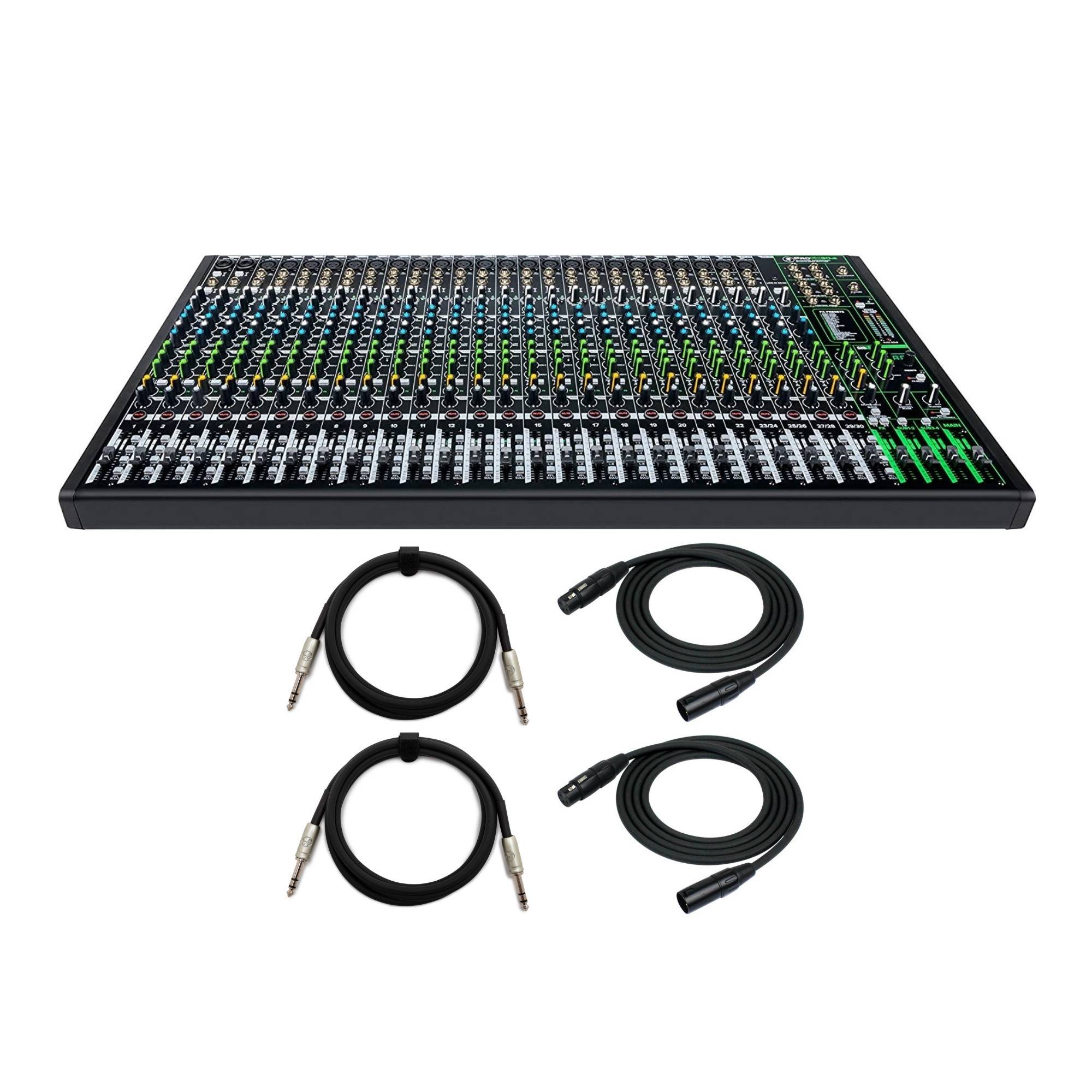 Mackie ProFX30v3 30-Channel Professional USB Mixer with 2x25 XLR Cables and 2x6 1/4 TRS Cables