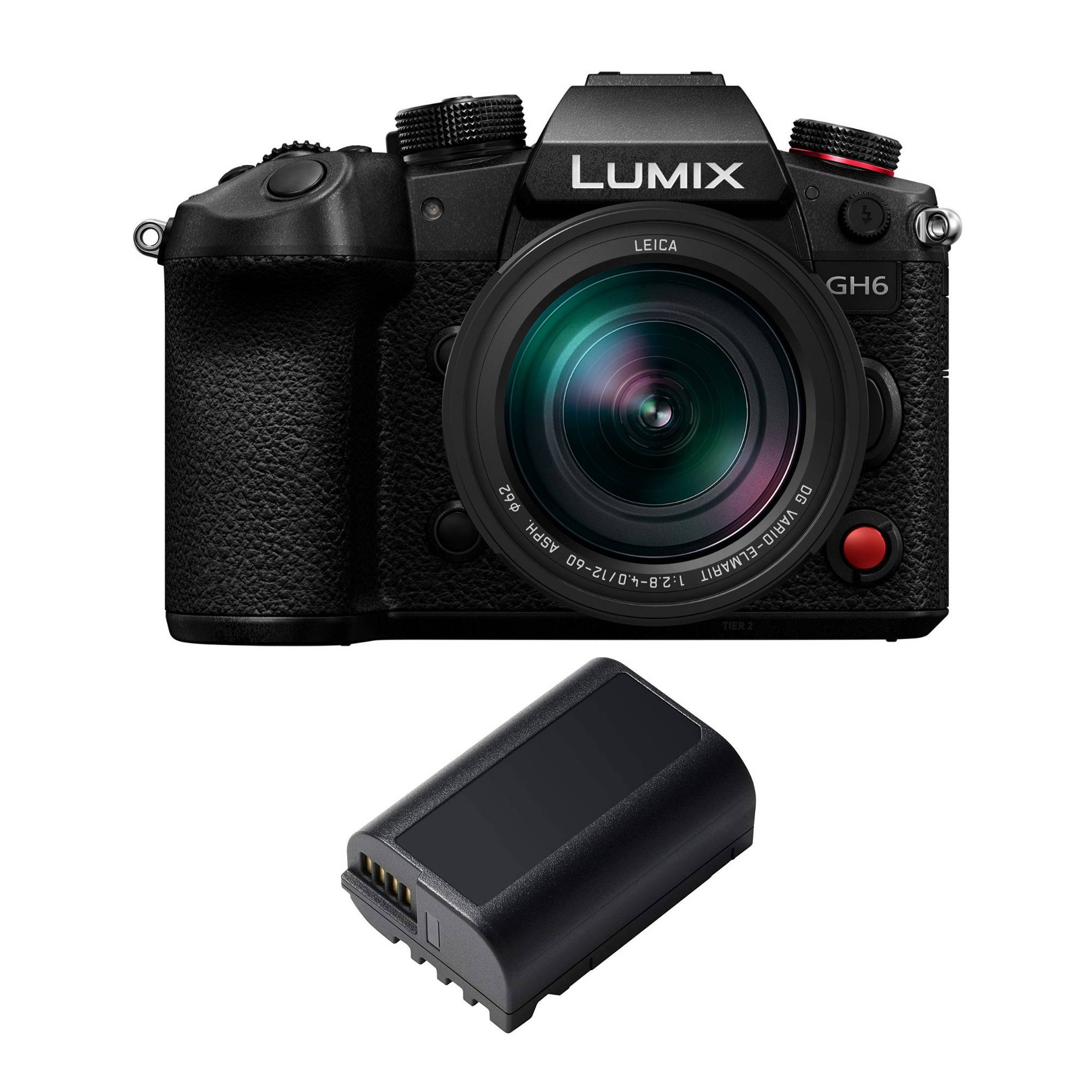 Panasonic Lumix GH6 Mirrorless Camera with 12-60mm f/2.8-4 Lens with Lithium-Ion Battery Pack Bundle