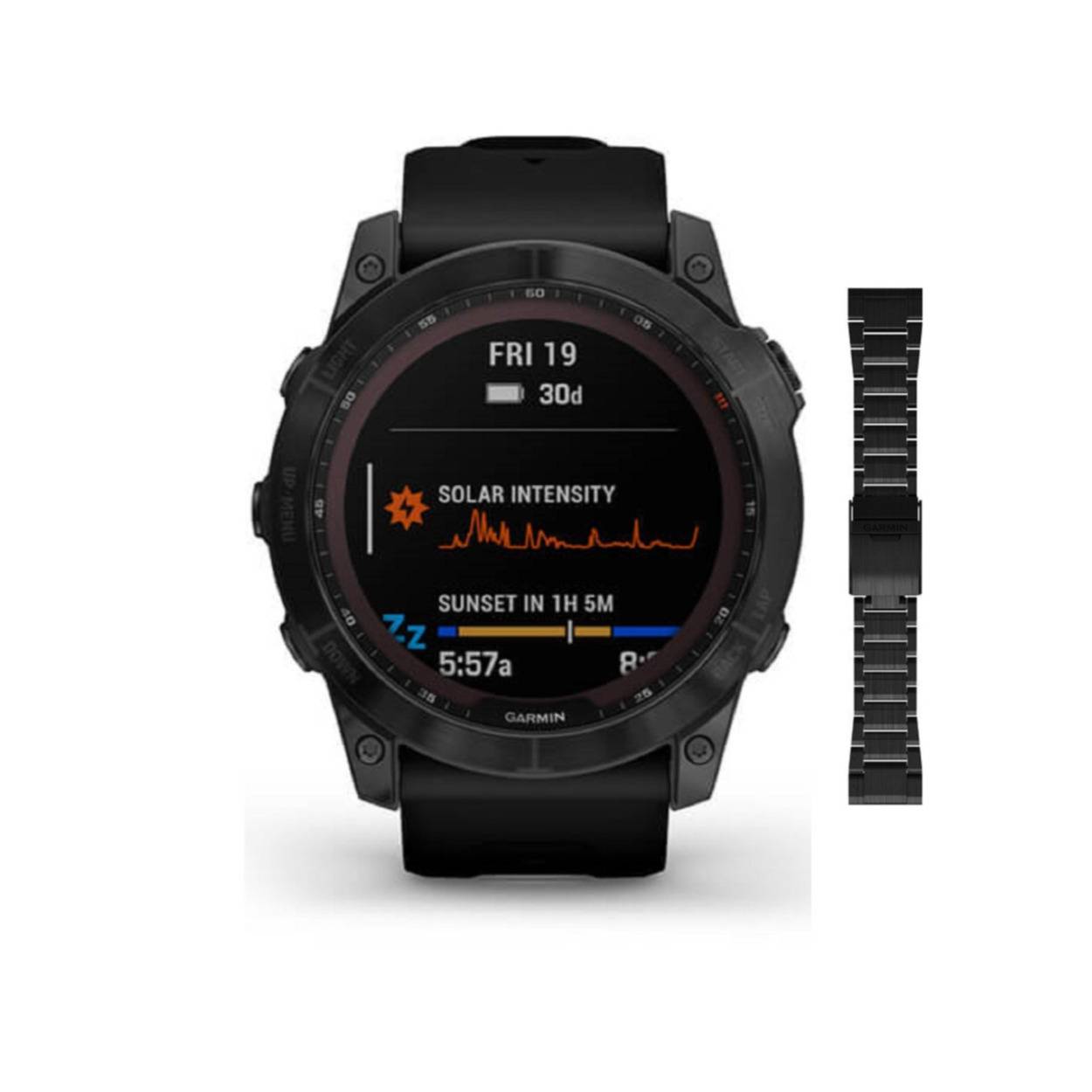 Garmin Fenix 7X Sapphire Solar GPS Smartwatch with Quickfit 26mm Titanium Watch Band