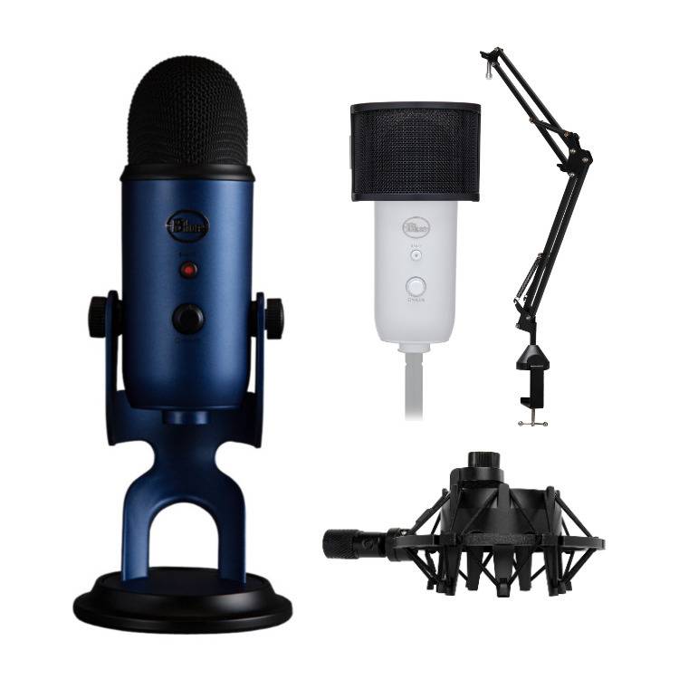 Blue Microphones Yeti USB Microphone (Midnight Blue) with Accessory Bundle