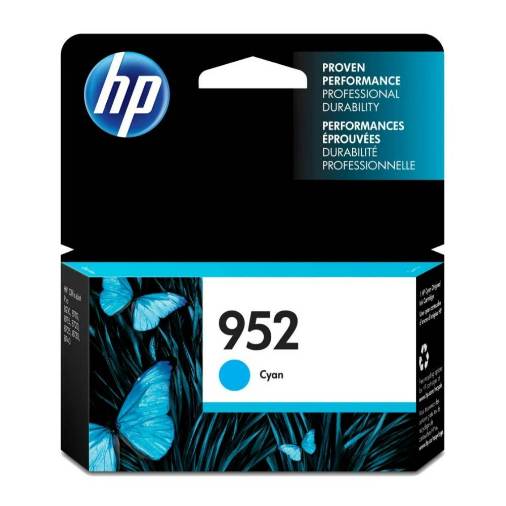 HP 952 Cyan Original Affordable, Fade-Resistant, and Pigment-Based Ink Cartridge (630 Pages)