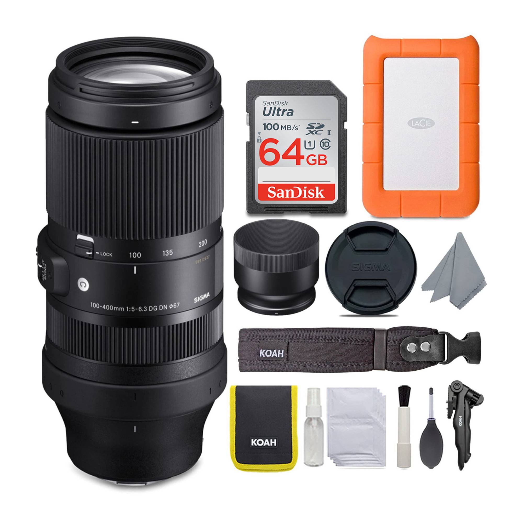 Sigma 100-400mm f/5-6.3 DG DN OS Lens for Sony E-Mount and 1TB HDD Bundle