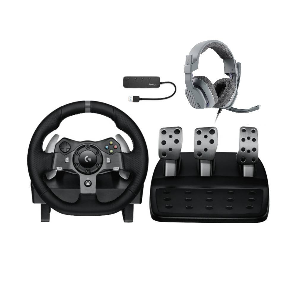 Logitech G920 Driving Force Racing Wheel with Pedals with ASTRO A10 Gen 2 Headset (Gray) Bundle