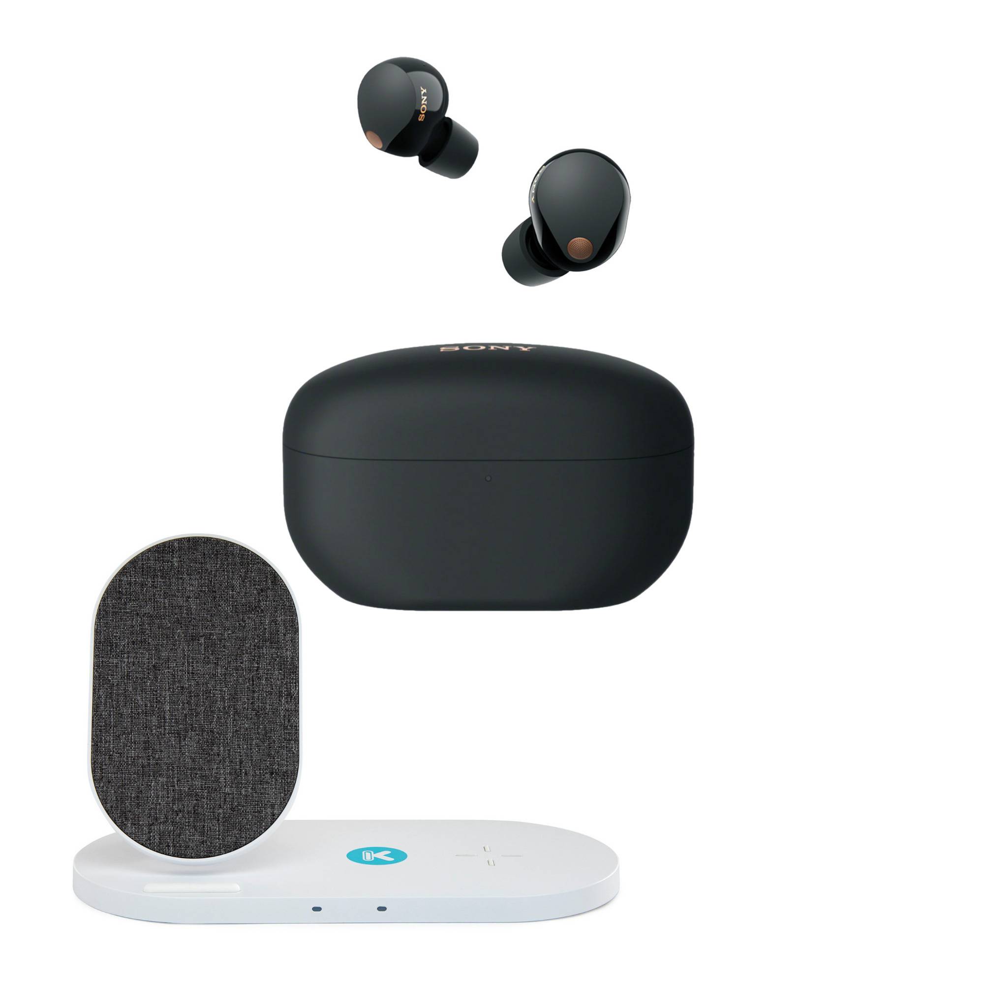 Sony WF-1000XM5 Truly Wireless Noise Canceling Earbuds (Black) with Dual Pad Wireless Charger Bundle