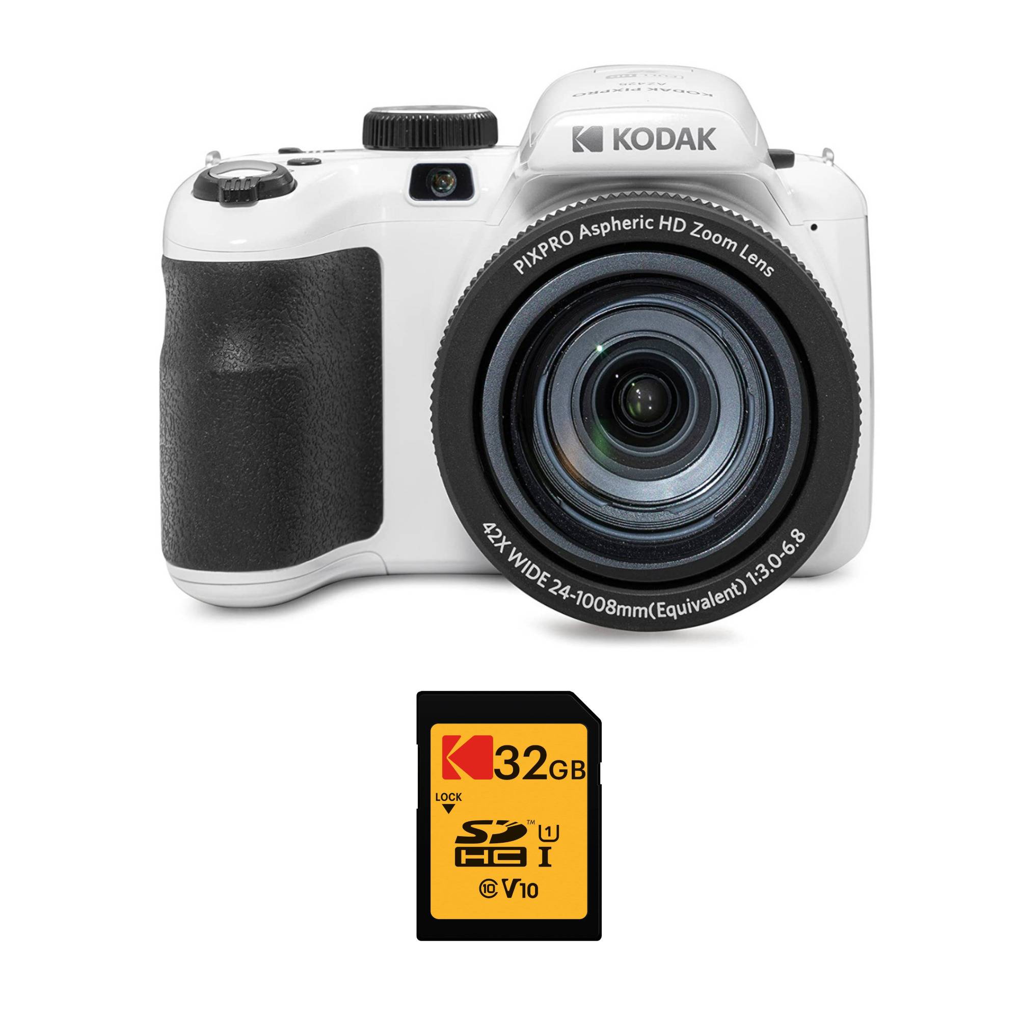 Kodak PIXPRO AZ425 Astro Zoom 20MP Digital Camera with 42x Optical Zoom (White) with 32GB SD Card