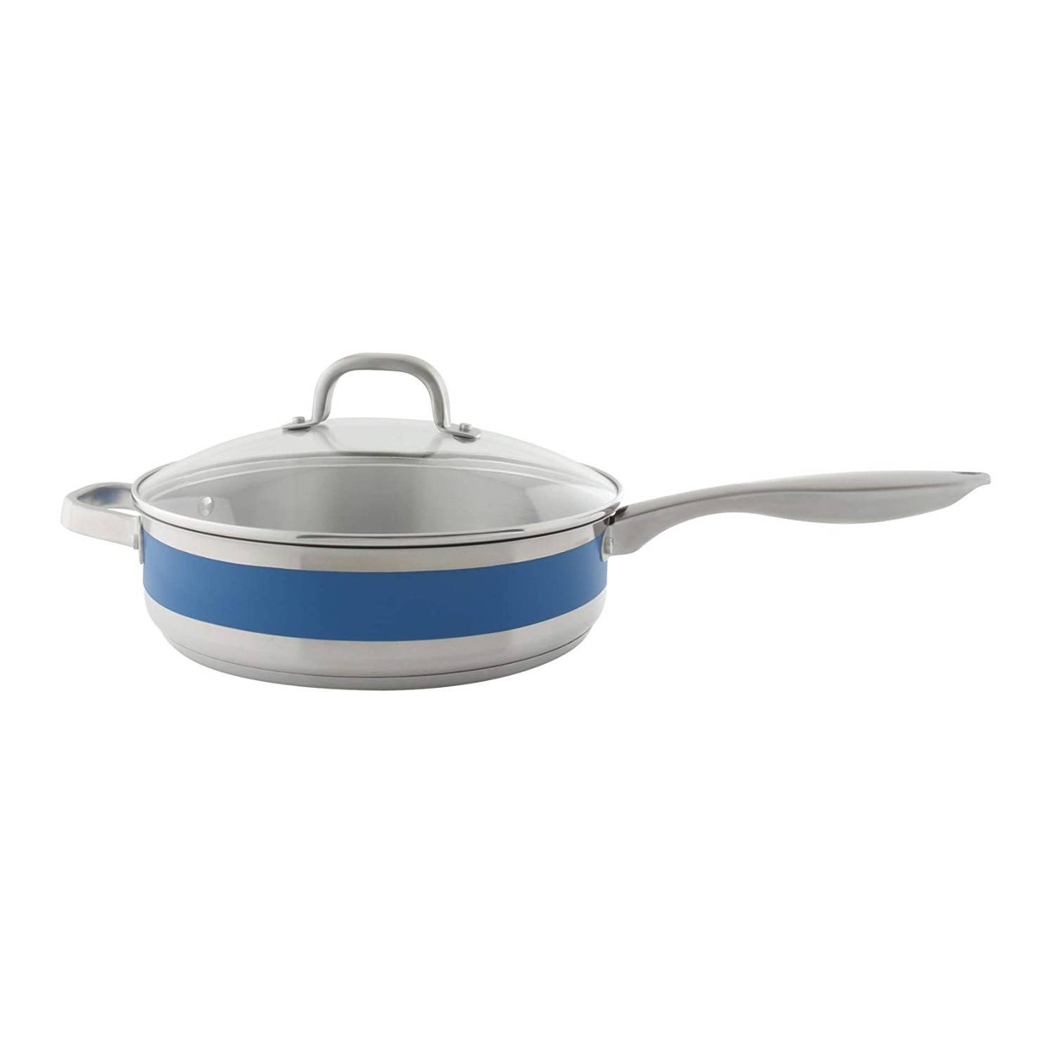 Chantal 5-Quart Saute Skillet with Glass Lid and Blue Cove Band