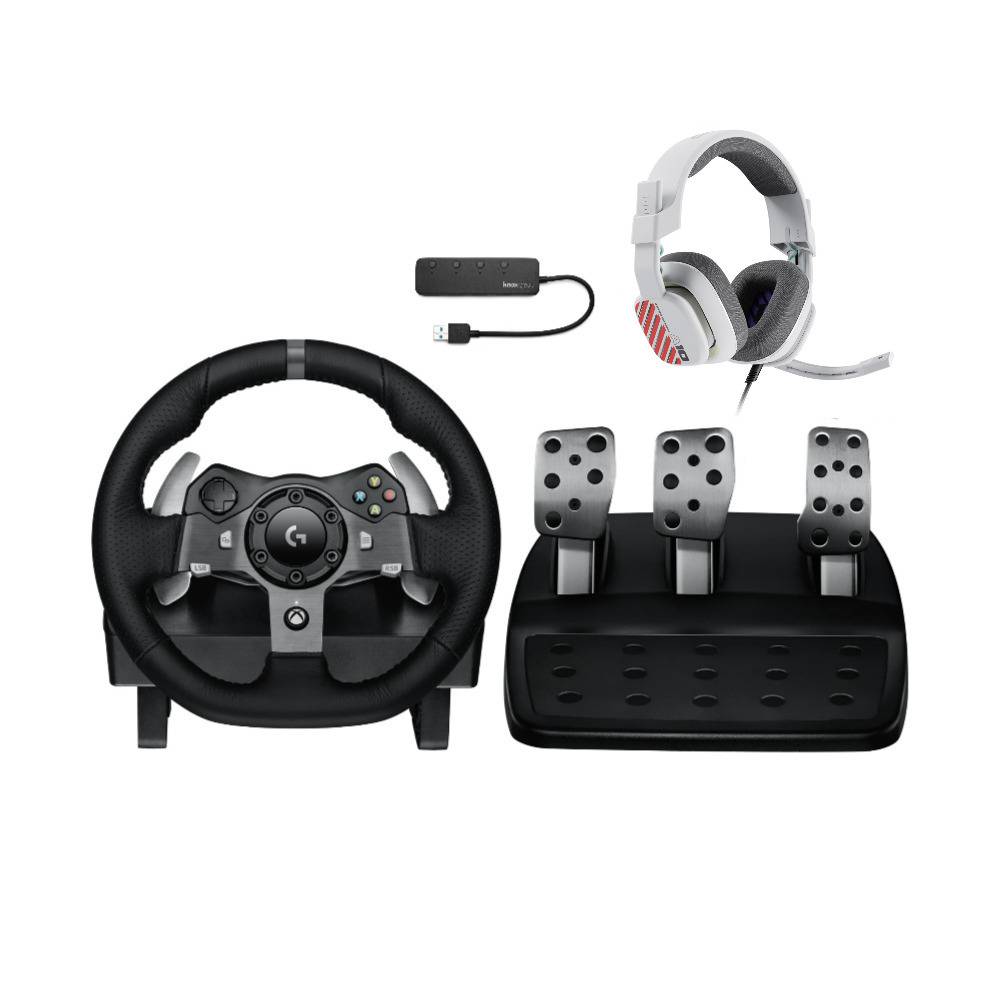 Logitech G920 Driving Force Racing Wheel with Pedals with ASTRO A10 Gen 2 Headset (White) Bundle