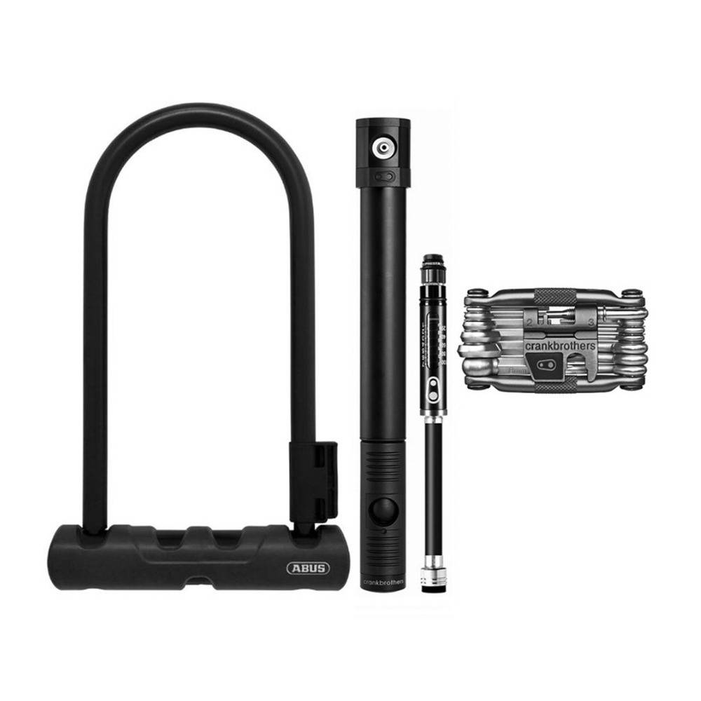 Abus 410 Bicycle Ultra U-Lock (9-Inch Shackle, 12mm, Black) with Pump and Multi Tool