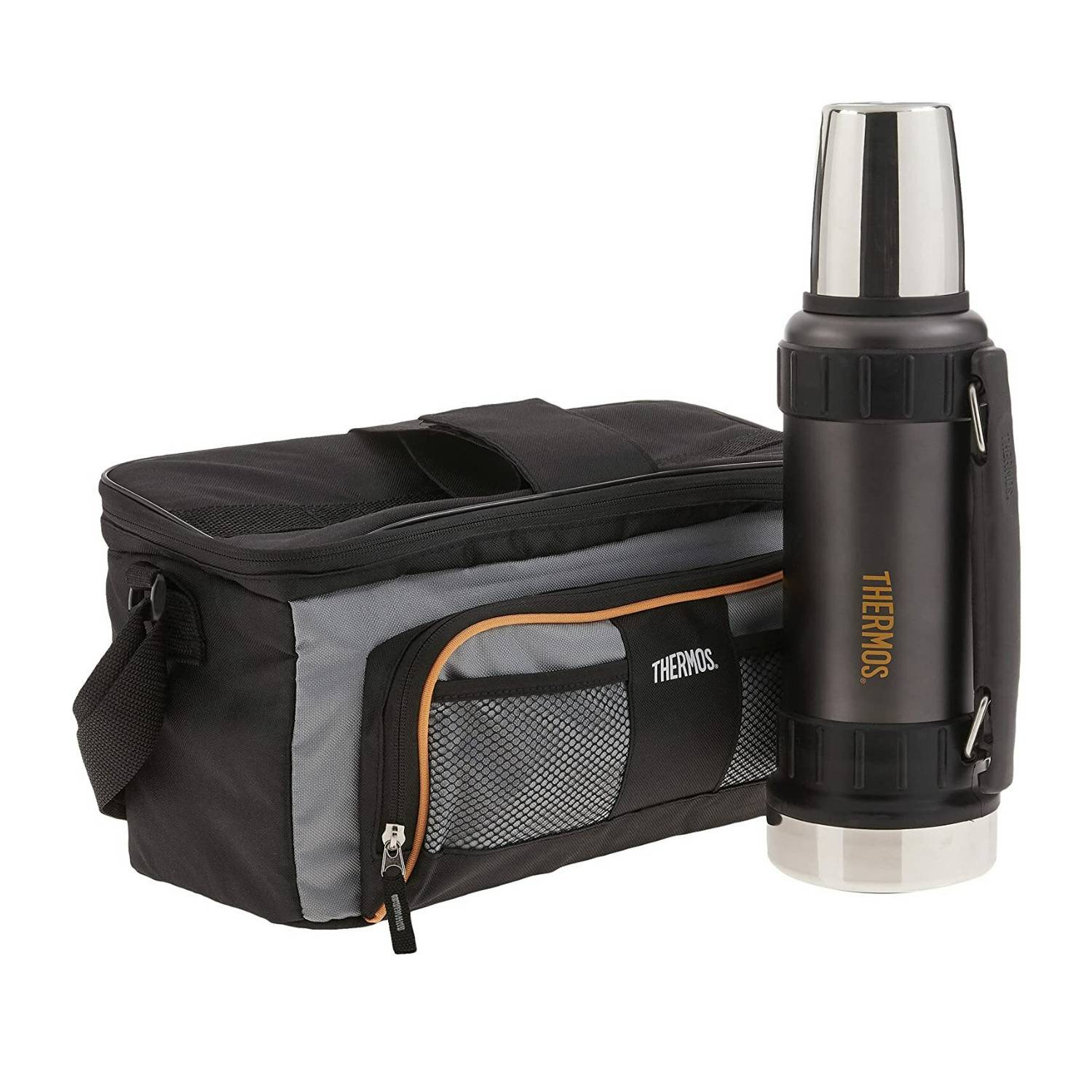 Thermos Lunch Lugger Cooler and Beverage Bottle Combination Set (Gray)