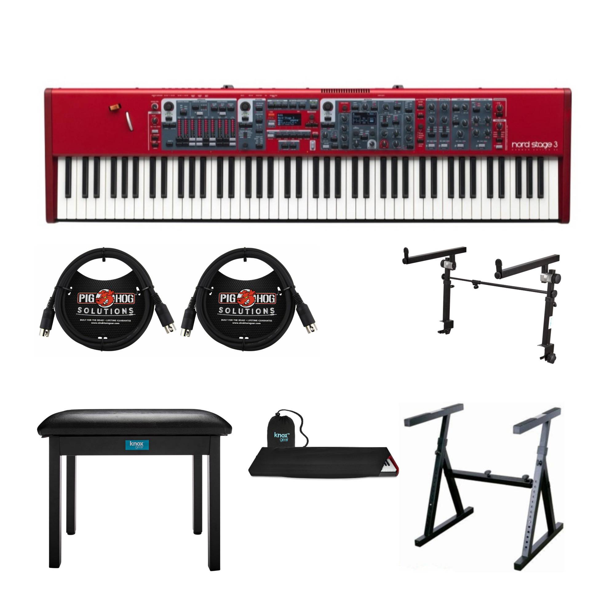 Nord Stage 3 88-Key Fully-Weighted Keyboard with Bench, Two-Tier Stand, Dust Cover and MIDI Cables