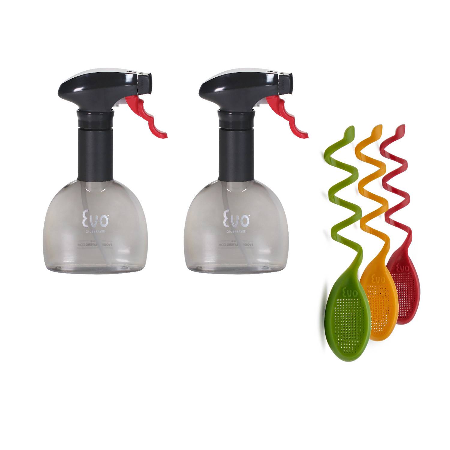Evo Non-Aerosol Oil Sprayer Bottle Set (8 oz., 2-Pack) and Oil Sprayer Easy Slide On Flavor Filter