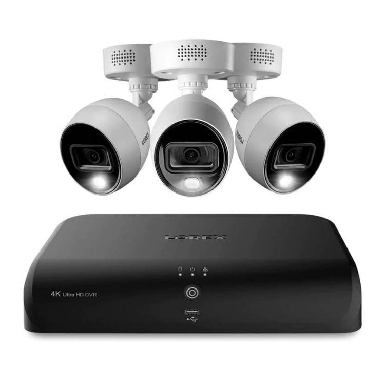 Lorex 4K 8-Channel 2TB DVR System with 3 Analog Active Deterrence Bullet Cameras