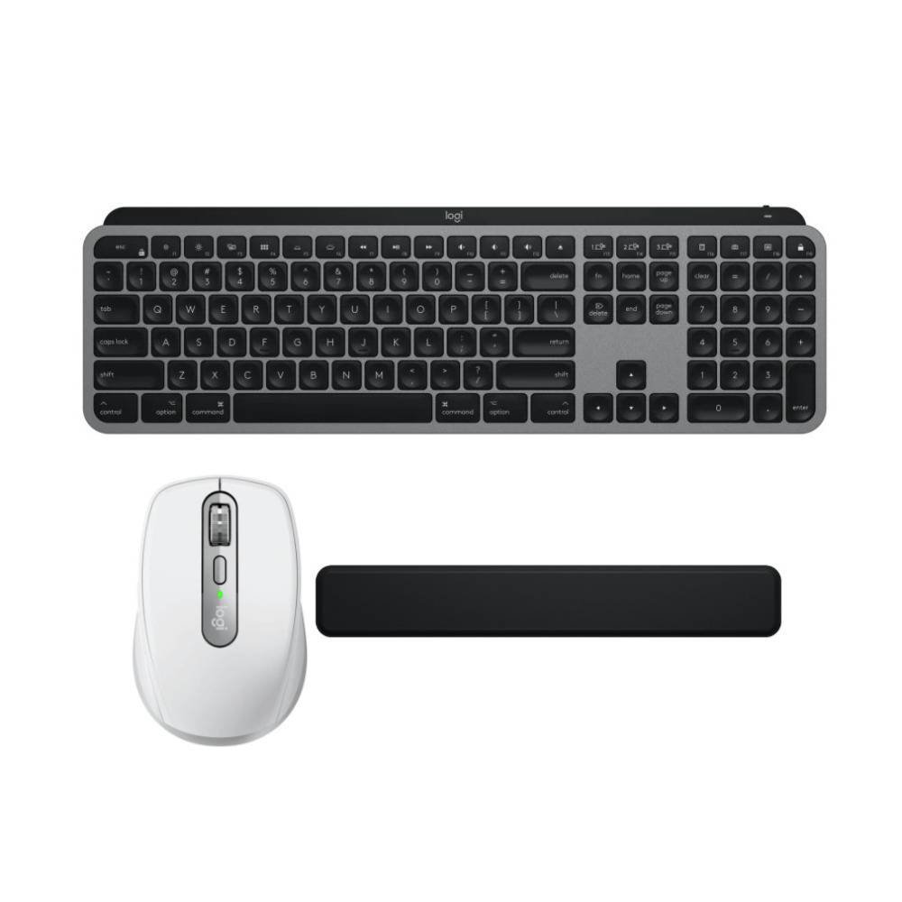 Logitech MX Keys Illuminated Wireless Keyboard and Anywhere Mouse with Palm Rest