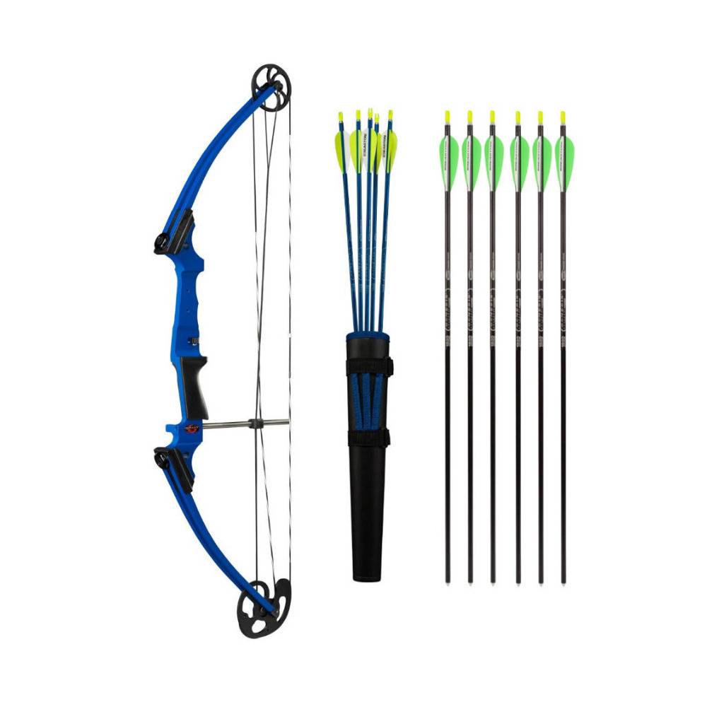 Genesis Archery Original Compound Bow Kit (Right Hand, Blue) with 30-Inch NASP Arrows (6-Pack)