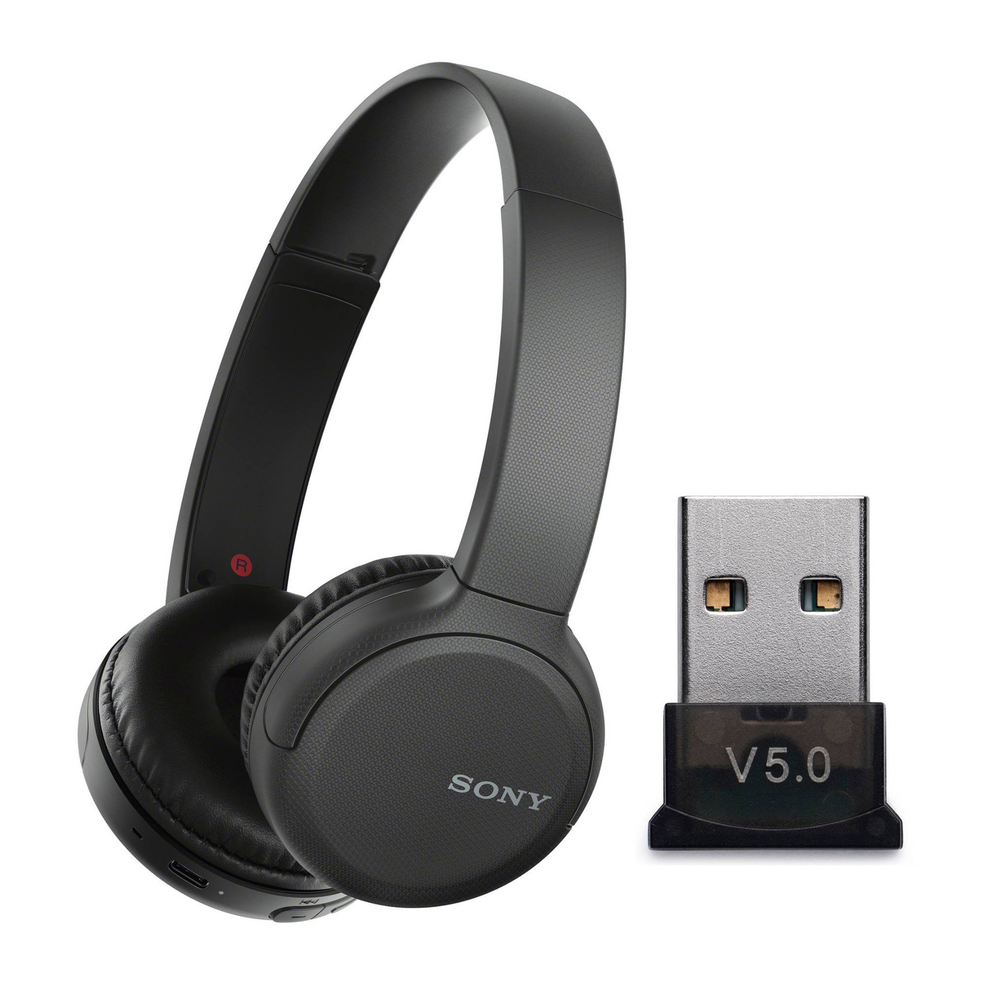 Sony WH-CH510 Stamina Wireless On-Ear Headphones (Black) with USB Bluetooth Dongle Adapter