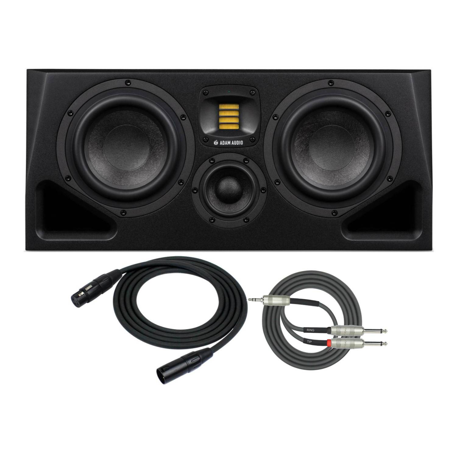 Adam Audio A77H Powered Three-Way Midfield Studio Monitor with Microphone Cable Bundle