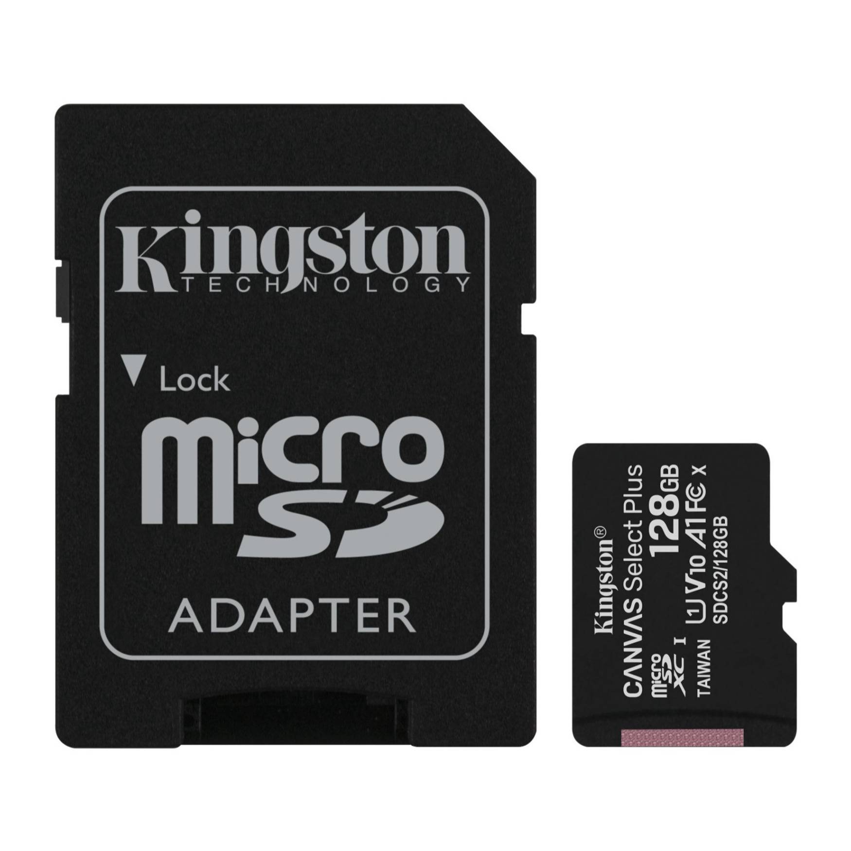 Kingston 128GB Canvas Select Plus UHS-I microSDXC Memory Card with SD Adapter