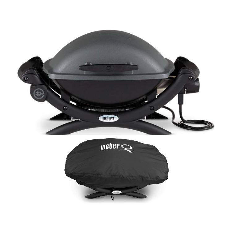 Weber Q 1400 Electric Grill (Black) with Grill Cover