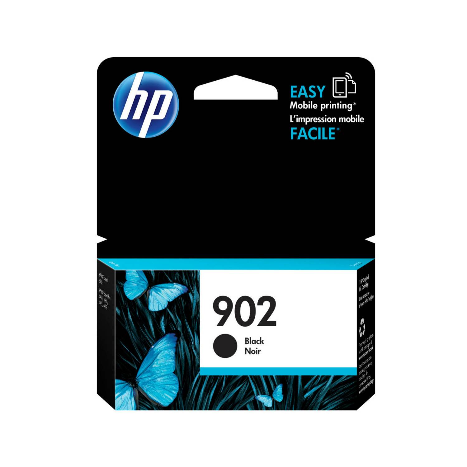 HP 902 Black Fade-Resistant, Odorless, Pigment-based Original Inkjet Ink Cartridge (300 Pages)