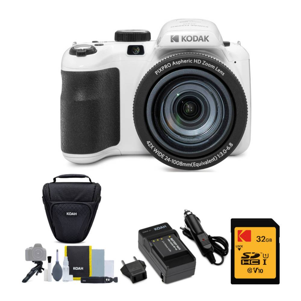 Kodak PIXPRO AZ425 Astro Zoom 20MP Digital Camera (White) with 32GB SD Card and Accessory Kit