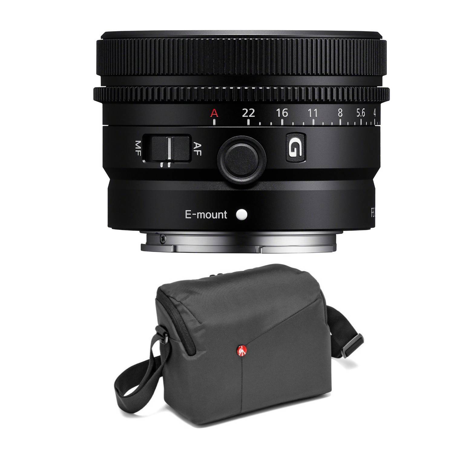 Sony SEL50F25G FE 50mm f/2.5 G Full-Frame Ultra-Compact G Lens with Manfrotto Camera Shoulder Bag II