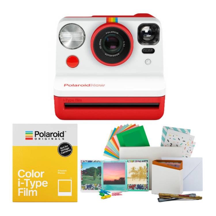 Polaroid Originals Now Viewfinder i-Type Instant Camera (Red) with i-Type Films and Accessory Bundle
