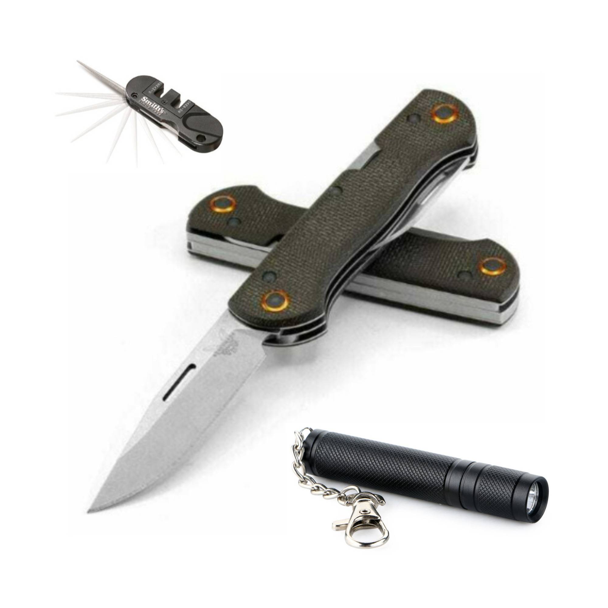 Benchmade 317-1 Weekender Pocket Knife with Manual Knife Sharpener & Flashlight