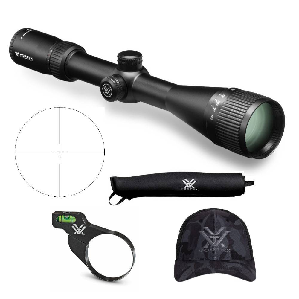 Vortex Crossfire II 6-24x50 AO Riflescope (Dead-Hold BDC MOA Reticle) with Cap and Bubble Level Bundle