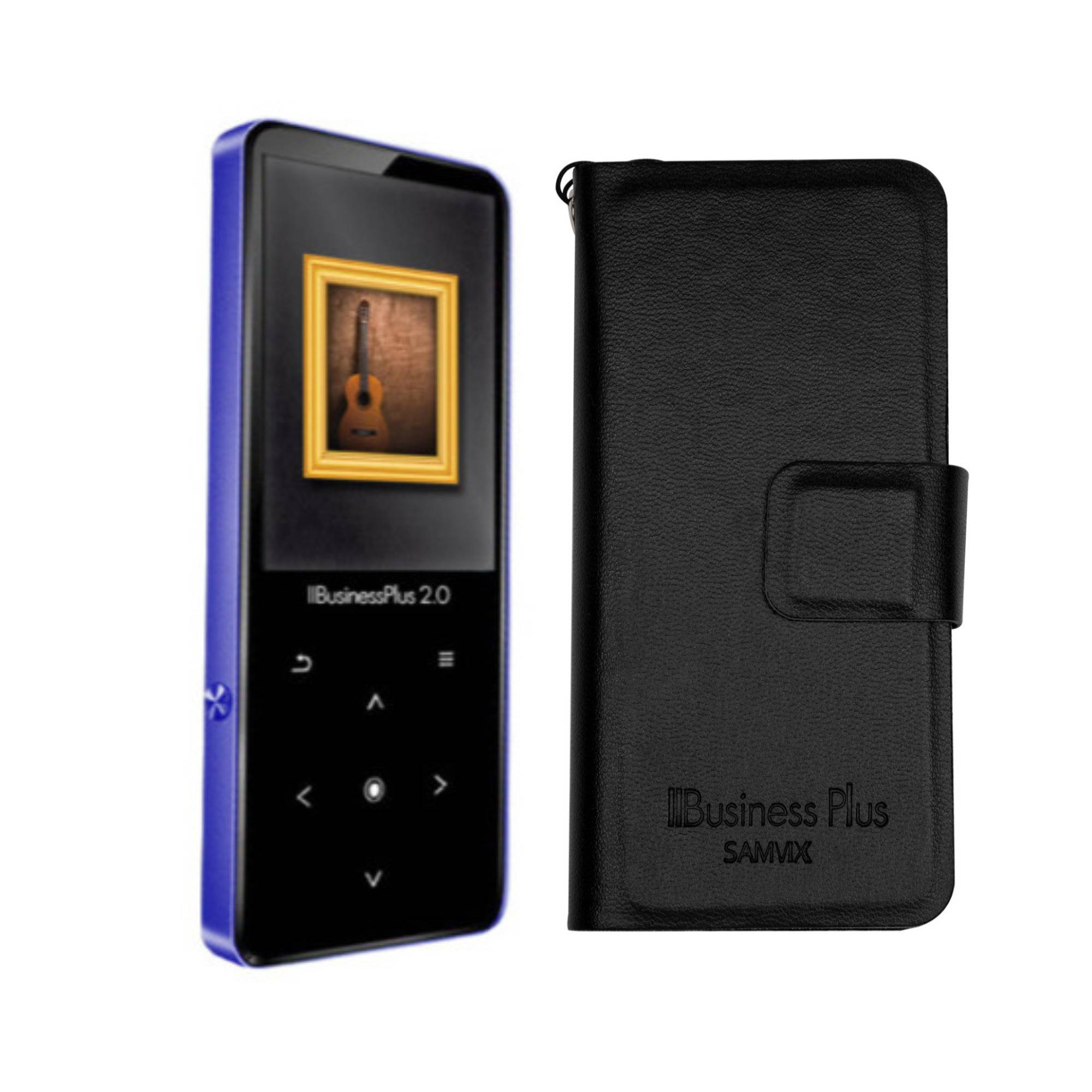 Samvix IBusiness Plus 2.0 16GB Kosher MP3 Player (Blue) Bundle with Samvix Leather Book Case