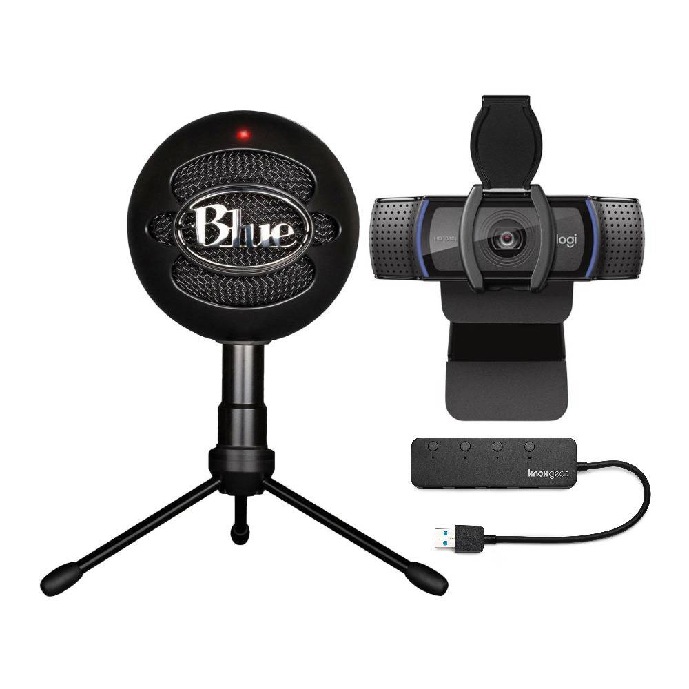 Blue Microphones Snowball Ice USB Microphone (Black) Bundle With Logitech C920S HD Webcam Bundle