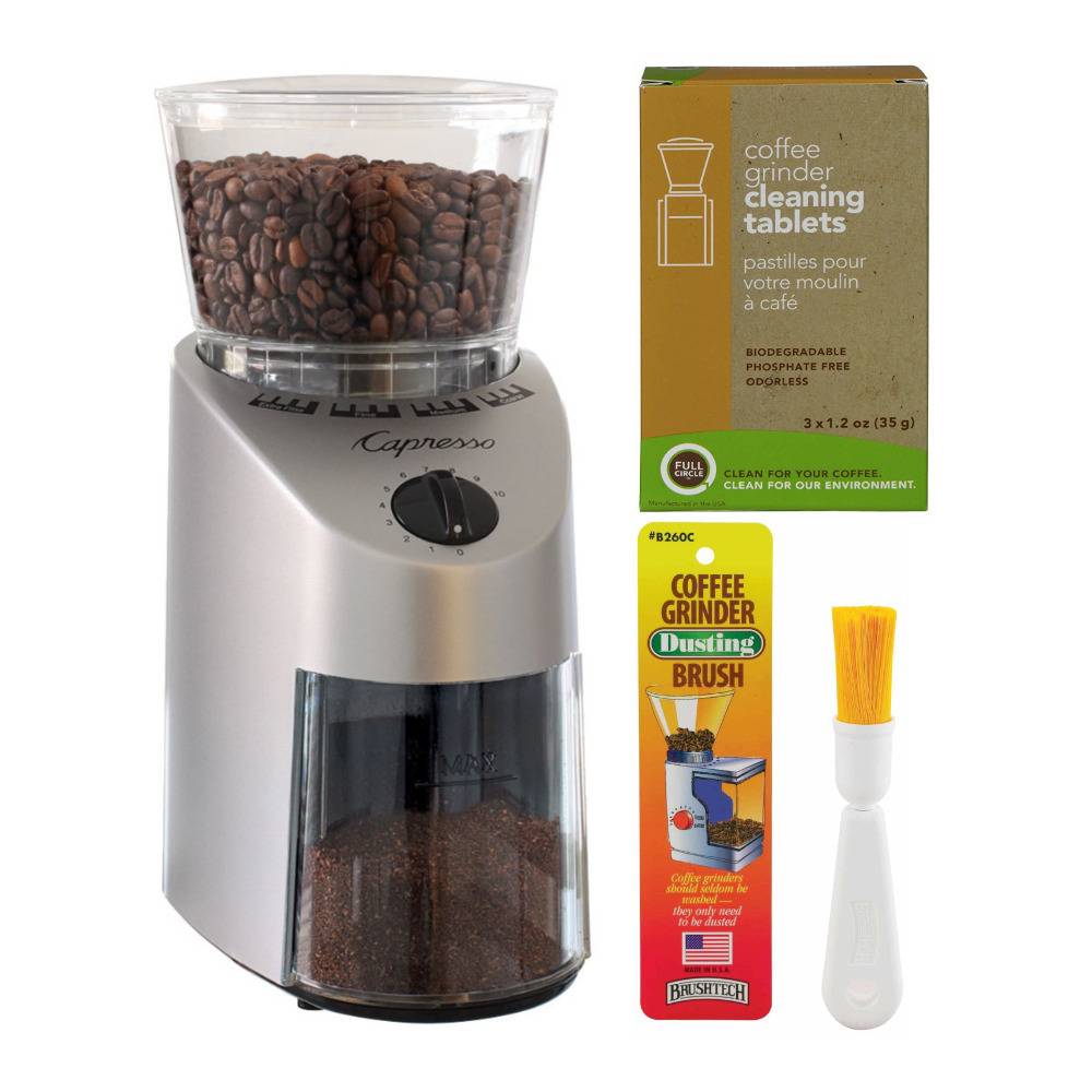 Capresso 560.04 Infinity Conical Burr Grinder with Grinder Cleaner and Brush