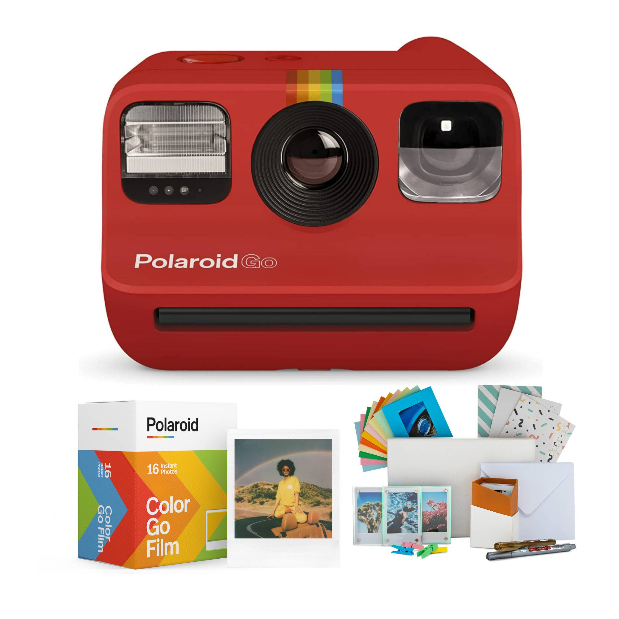 Polaroid GO Instant Mini Camera (Red) with Color Film and Everything PhotoBox