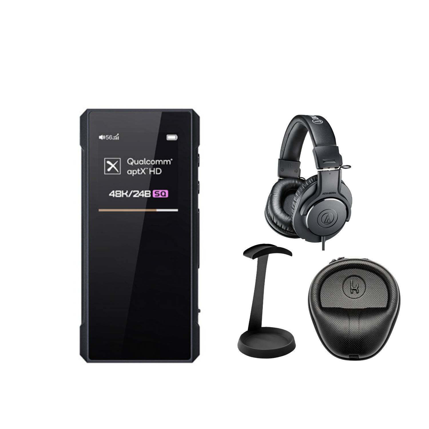 FiiO BTR7 Headphone Amp Bluetooth Receiver High-Resolution with Monitor Headphones and Stand Bundle