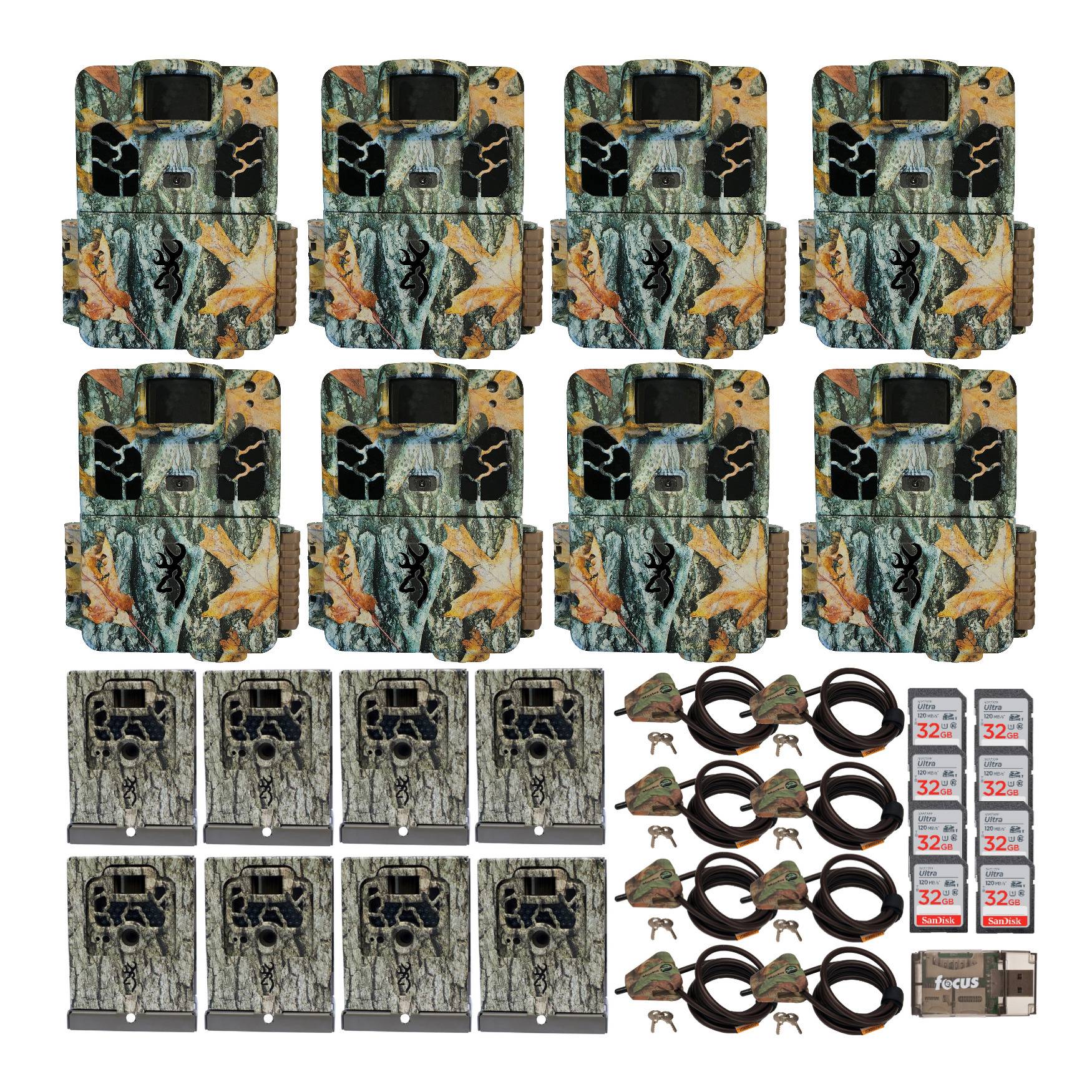 Browning Trail Cameras Dark Ops HD Pro X 20MP Trail Camera Security Bundle (8-Pack)