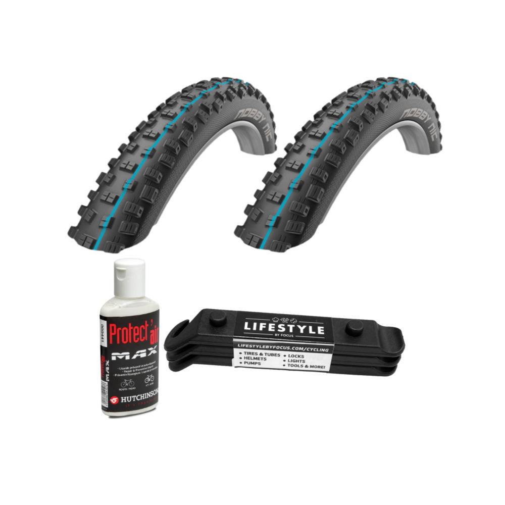 Schwalbe Nobby Nic Tubeless Speedgrip Bike Tires 2-Pack (27.5 x 2.80") with Sealant and Tire Levers