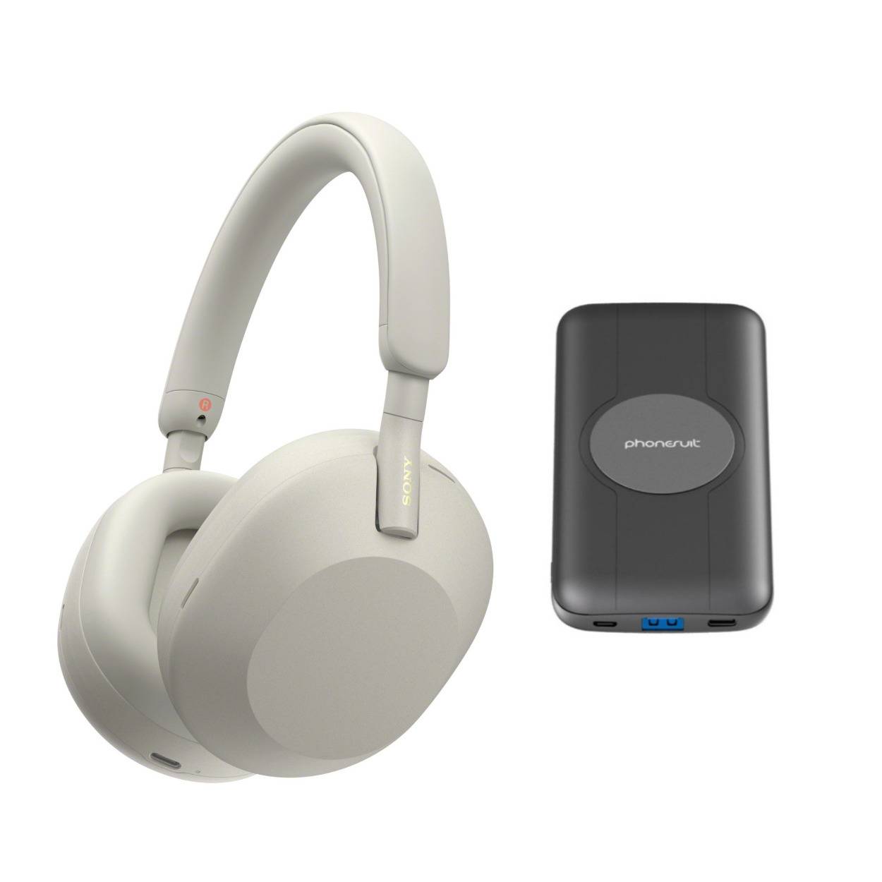 Sony WH-1000XM5 Wireless Noise Canceling Over-Ear Headphones (Silver) Bundle