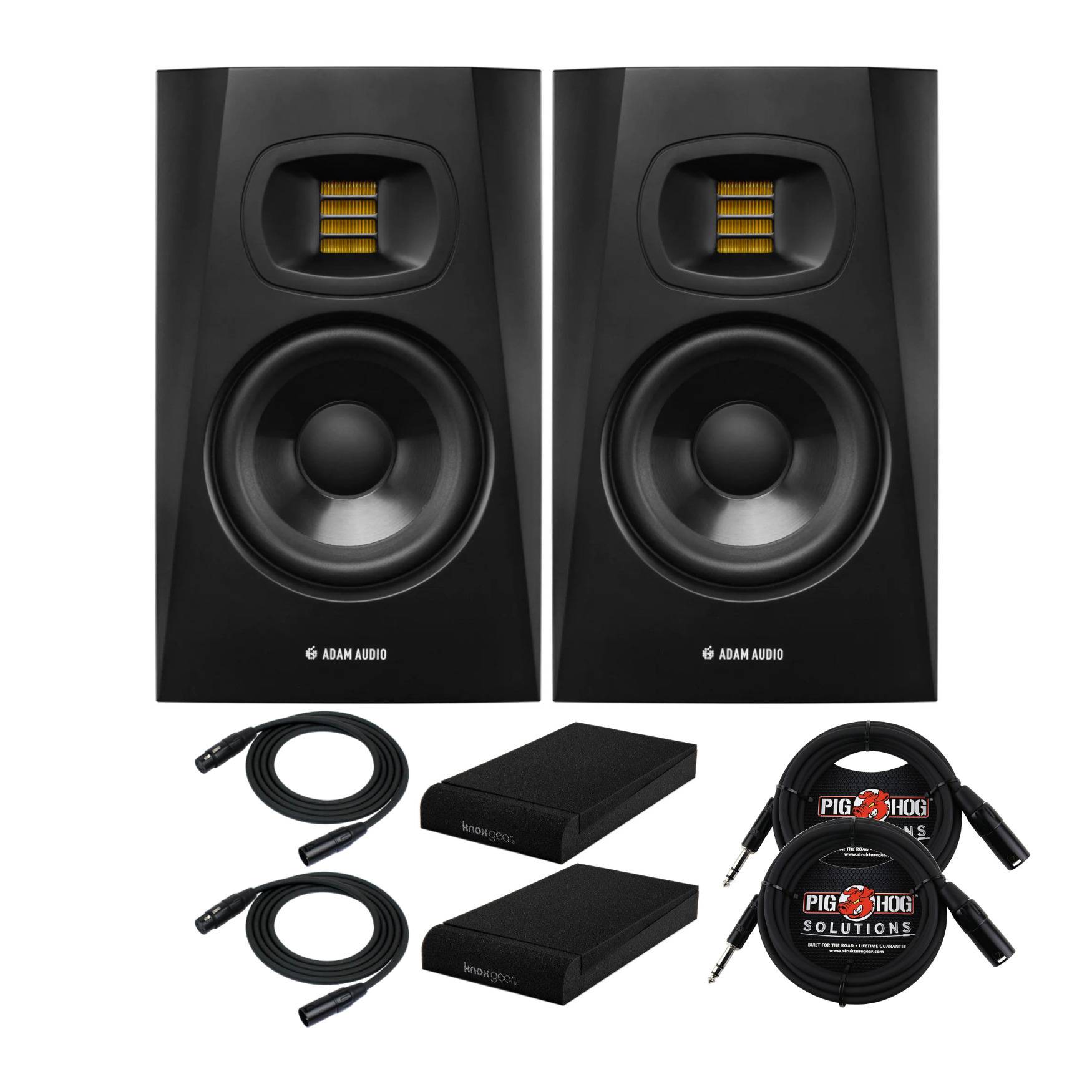 Adam Audio T8V 8-Inch Powered Studio Monitor (2-Pack) with Isolation Pads, XLR and TRS Cables