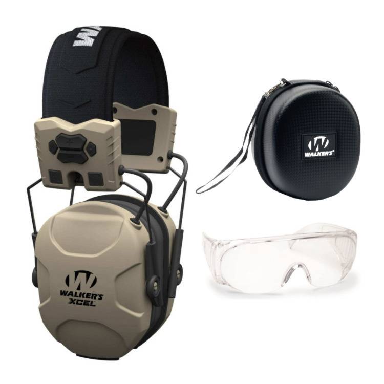 Walker's XCEL 100 Digital Electronic Shooting Muff (Voice Clarity) with OTG Glasses and Case Kit