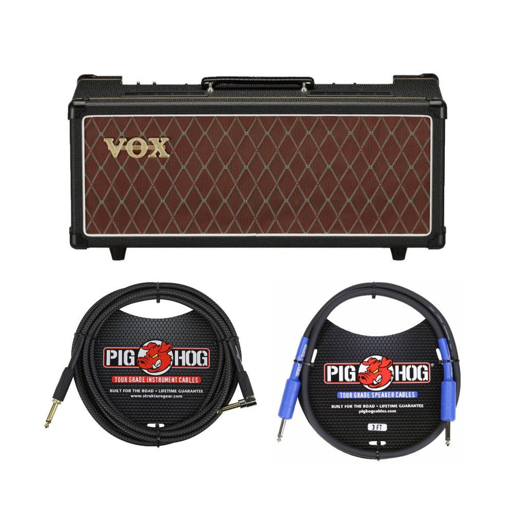 Vox AC15CH 15W Tube Guitar Amplifier Head with Speaker Cable and Guitar Cable