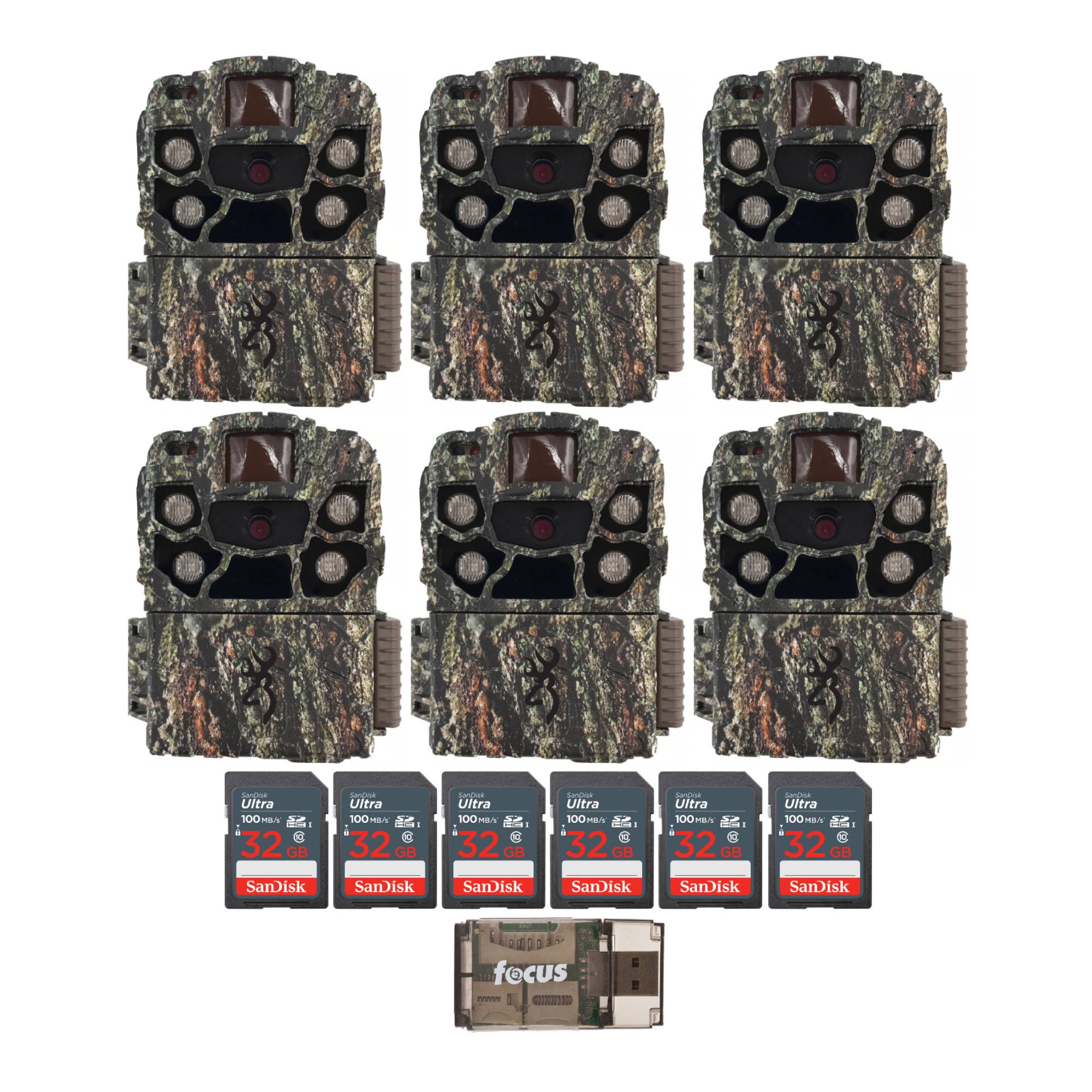 Browning Strike Force Full HD Trail Camera (6-Pack) with Memory Card (6-Pack) and Card Reader