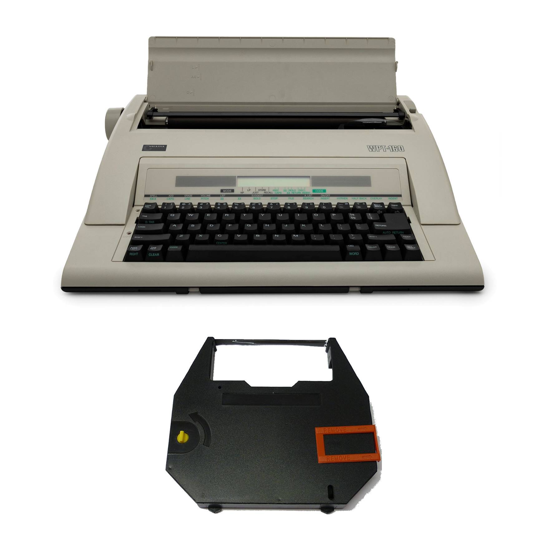 Nakajima WPT-160 Electronic Portable Typewriter with Correct Film Ribbon