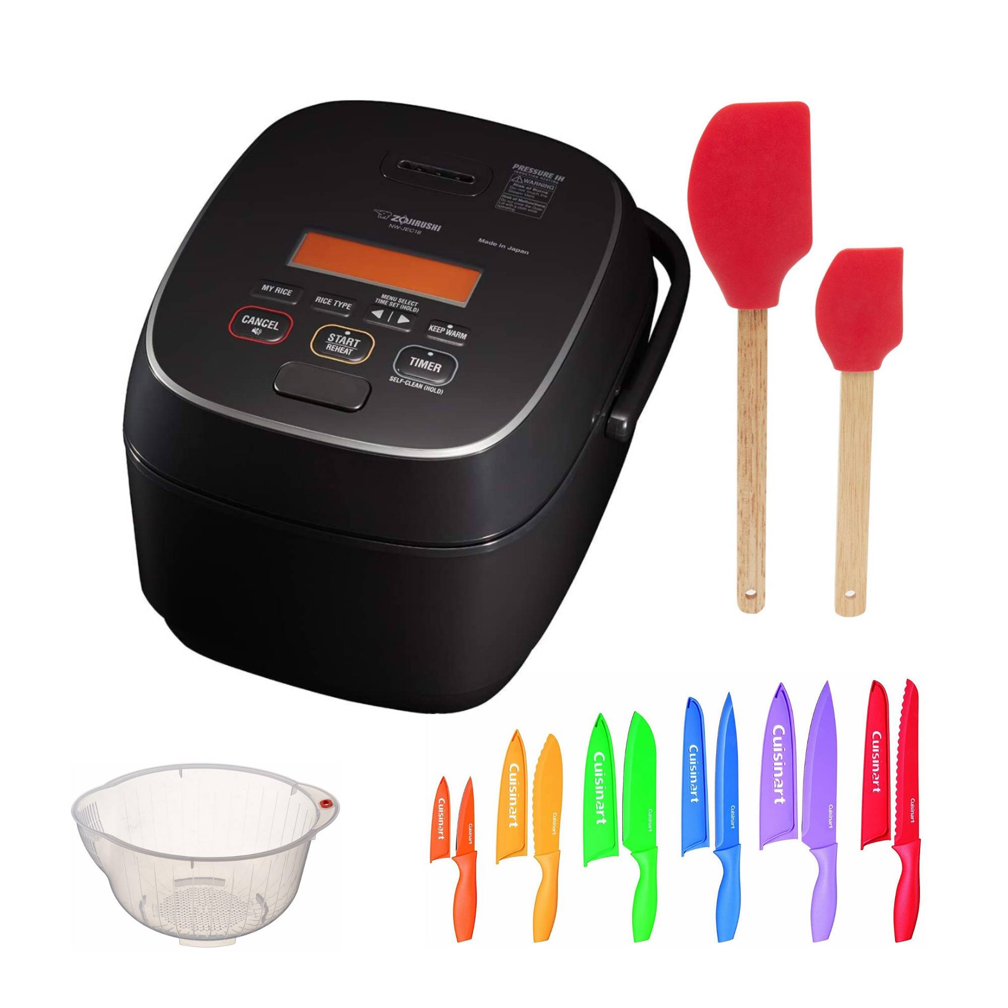Zojirushi NW-JEC18BA Pressure Induction Heating Rice Cooker with Rice Washing Bowl, and Accessory
