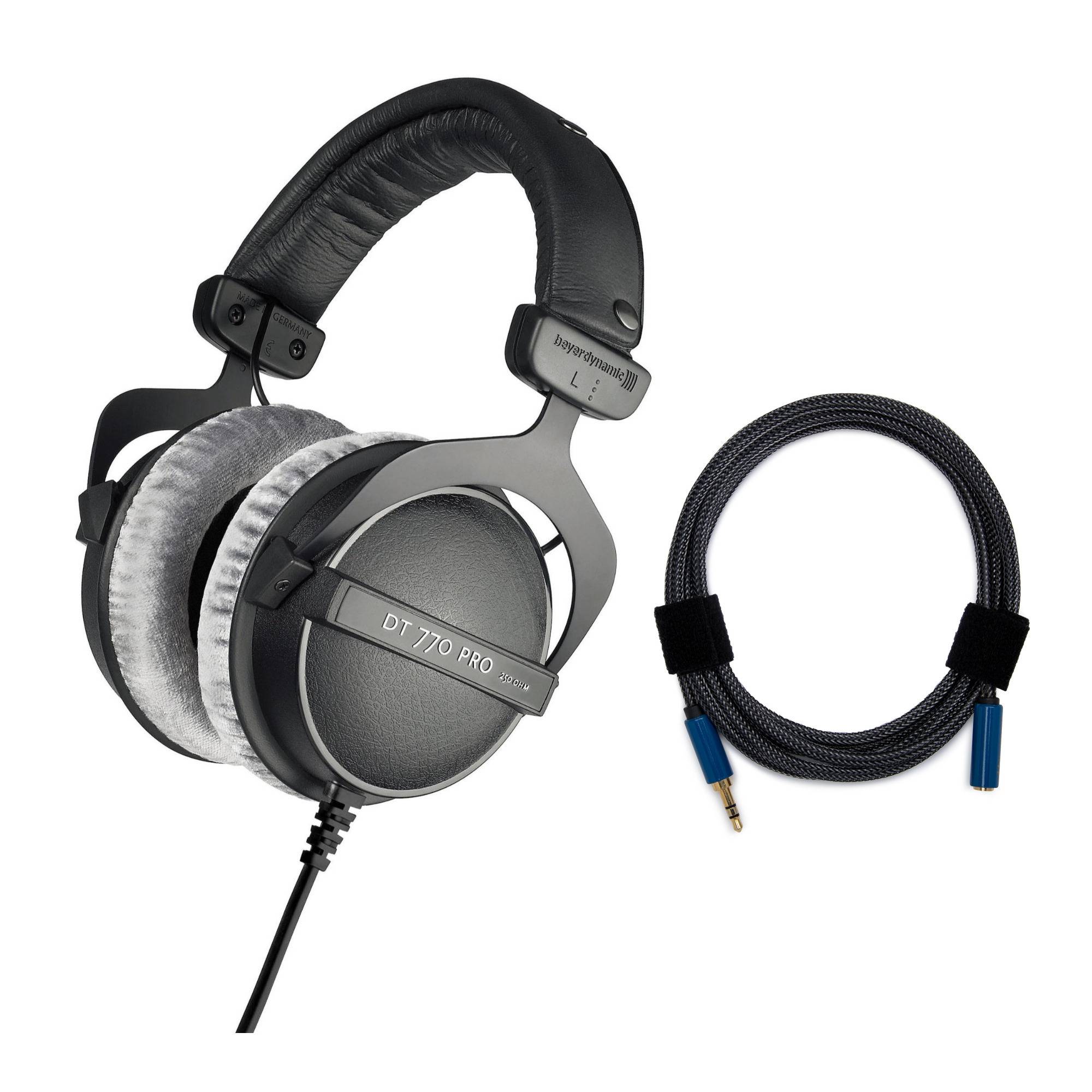 Beyerdynamic DT 770 PRO 80 Ohm Over-Ear Studio Headphones (Black) with Audio Extension Cable