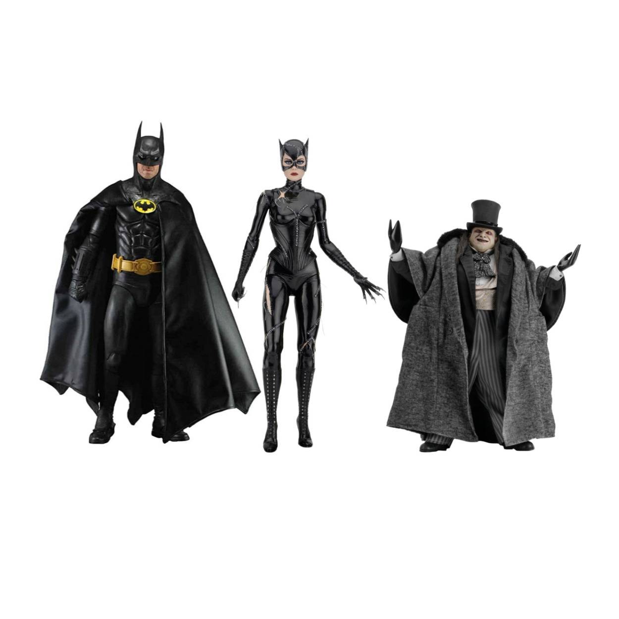 NECA Batman Returns - Batman (Michael Keaton) with Catwoman and Penguin Action Figures