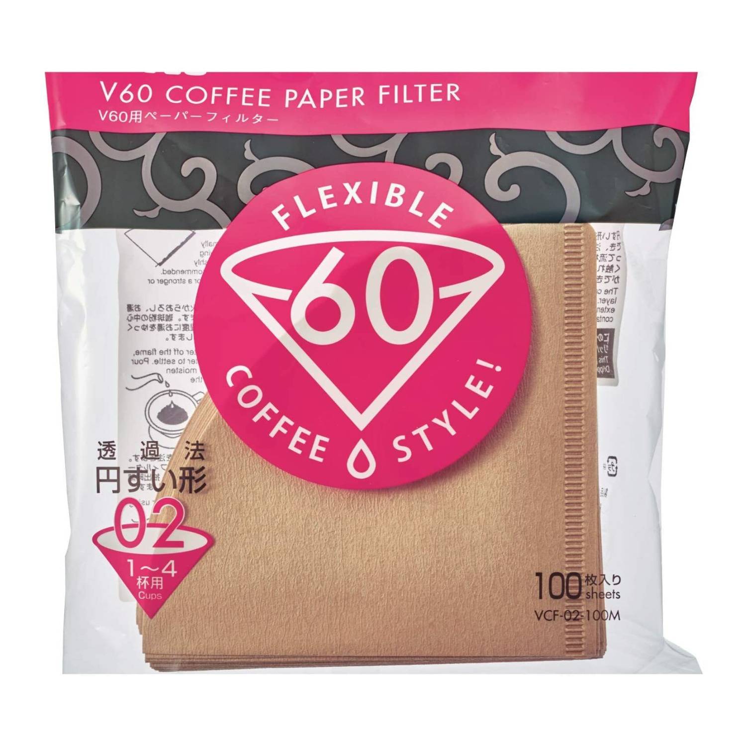 Hario V60 Misarashi Coffee Paper Filters (Size 02, Natural, 100-Pack)