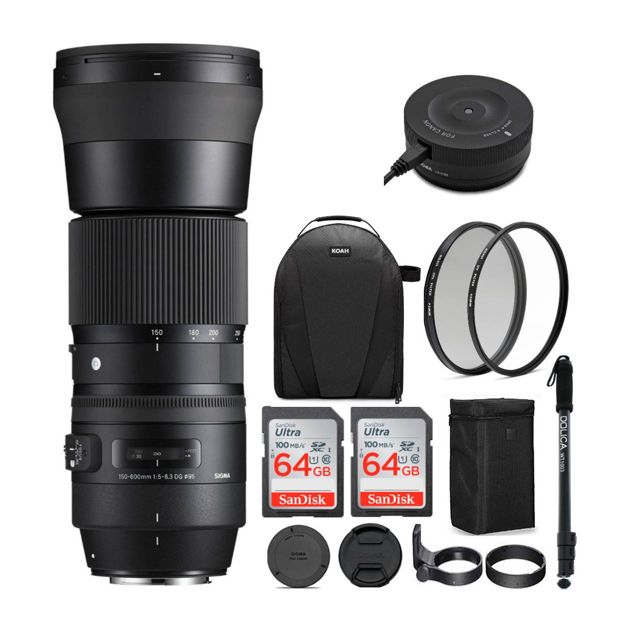 Sigma 150-600mm f/5-6.3 DG OS HSM Lens for Canon with USB Dock Bundle