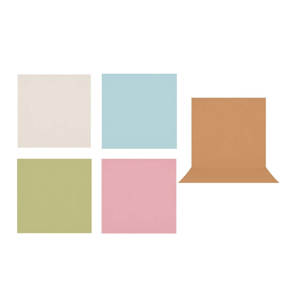 Westcott 8' x 8/13' Photo Backdrops 5-Pack Colors (Brown, White, Blue, Green, Pink)